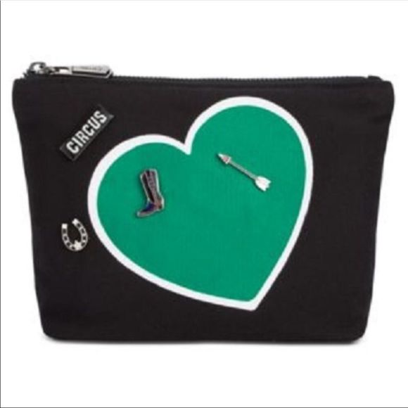 Sam Edelman Green Heart Zipper Pouch ✨NEW✨Tags - Picture 2 of 8